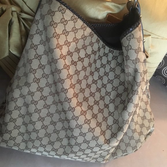 GUCCI Monogram Large Horsebit Chain Hobo Dark Brn - Picture 3 of 9